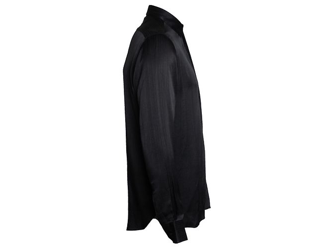 Camisa de seda negra a rayas Saint Laurent Negro - vista 4