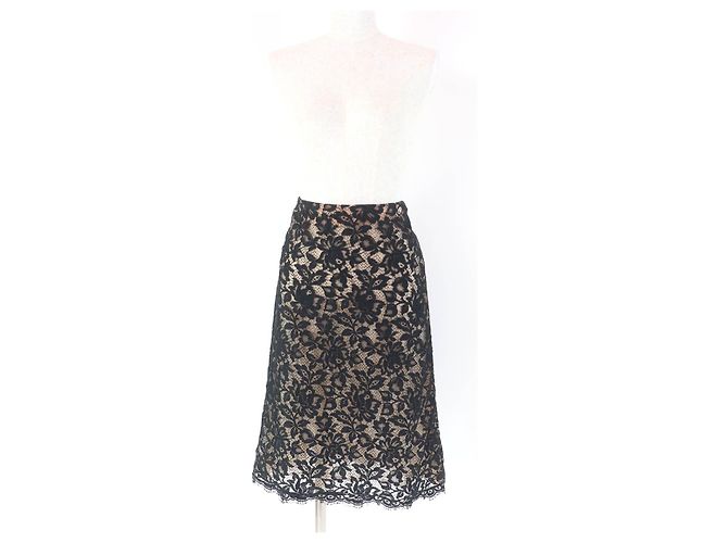 Falda de seda y encaje Chanel P64618V60643 Negro - vista 2