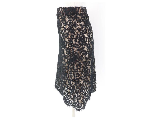 Falda de seda y encaje Chanel P64618V60643 Negro - vista 3