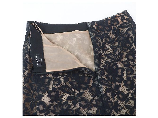 Falda de seda y encaje Chanel P64618V60643 Negro - vista 5