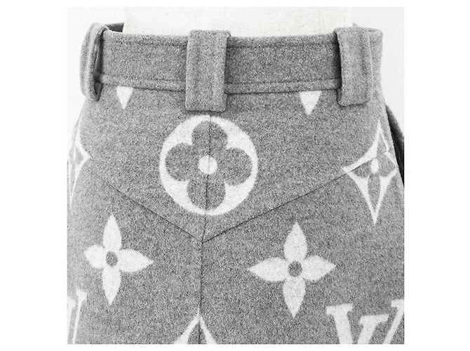 Jupe en laine et soie Monogram géant Louis Vuitton Gris - vue 15