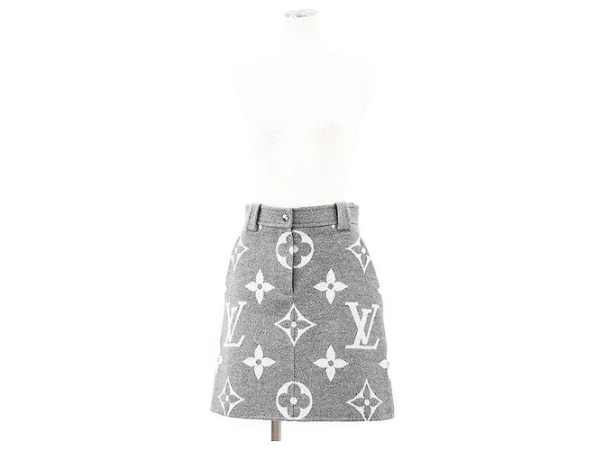Jupe en laine et soie Monogram géant Louis Vuitton Gris - vue 2