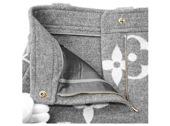 Jupe en laine et soie Monogram géant Louis Vuitton Gris - vue 7