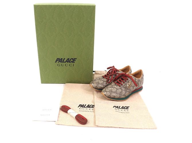 Sneakers stringate Gucci Palace GG Supreme con logo in metallo Marrone - vista 2