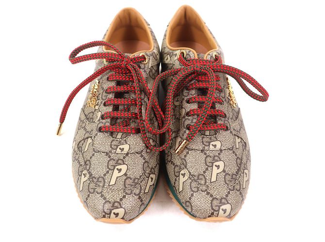Sneakers stringate Gucci Palace GG Supreme con logo in metallo Marrone - vista 4