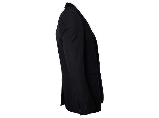 Schwarze Smokingjacke von Saint Laurent mit Satinrevers - Ansicht 4
