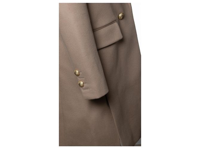 Balmain, beige wool overcoat with gold buttons - view 10