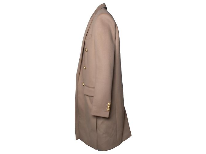 Balmain, beige wool overcoat with gold buttons - view 4