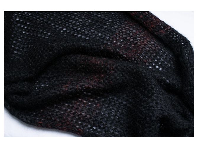Autre Marque Chunky gestrickter schwarzer Schal Isabel Benenato Rot - Ansicht 3
