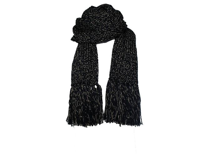 Sciarpa oversize in maglia chunky Saint Laurent Nero D'oro - vista 5