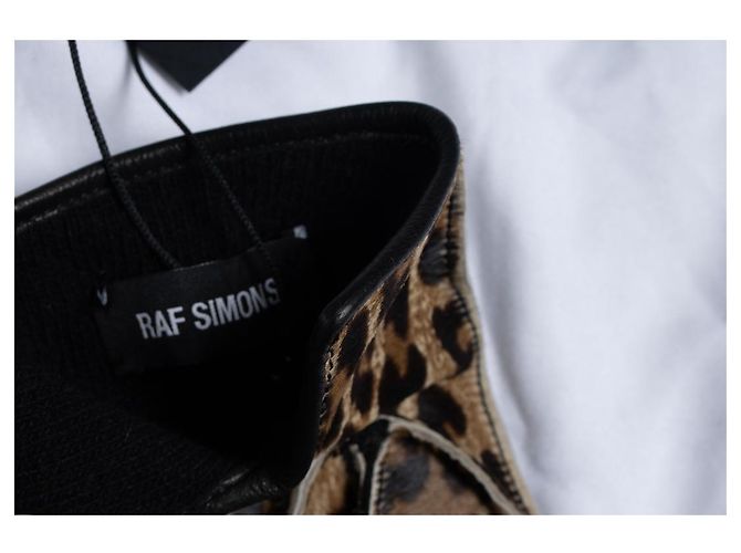 Guantes de pelo de ternera leopardo Raf Simons Castaño - vista 5