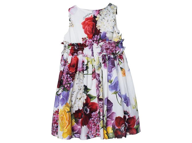 Blumenbedrucktes Kinderkleid von Dolce & Gabbana Weiß Mehrfarben - Ansicht 2