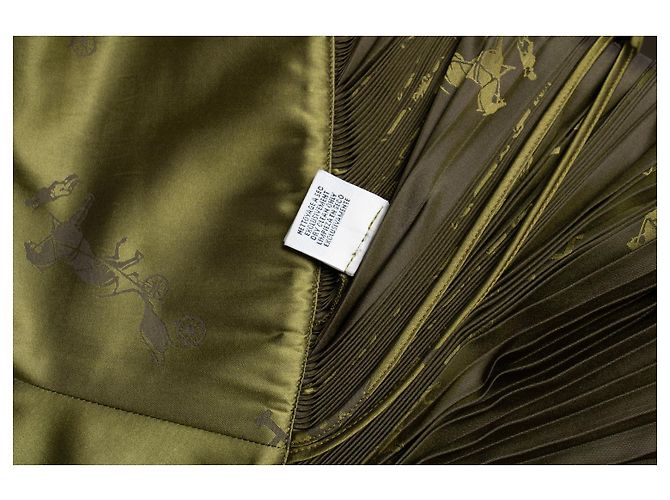 Hermès, Gonna plissettata vintage lunghezza ginocchio Marrone Verde - vista 7