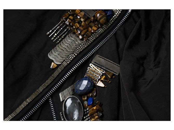 Giacca bomber nera decorata Dries van Noten Nero - vista 6