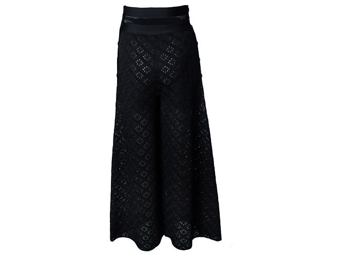 Chanel, pantalones de punto anchos negros - vista 2