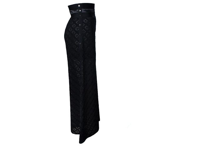 Chanel, pantalones de punto anchos negros - vista 3