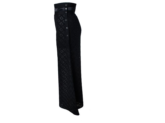 Chanel, pantalones de punto anchos negros - vista 4