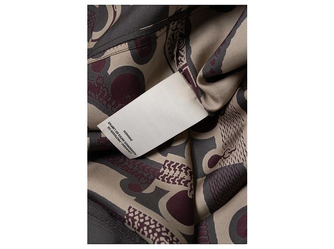 Hermès Vestido midi de seda con volantes y estampado de cinturón Hermes Gris Púrpura - vista 10