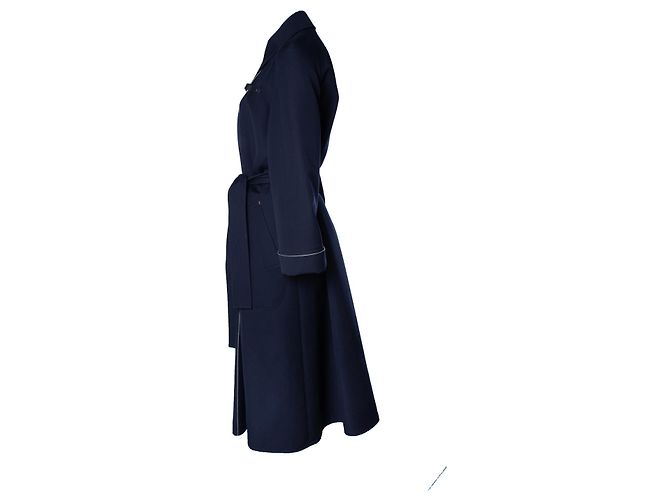 Blauer Woll-Trenchcoat von Hermès - Ansicht 4
