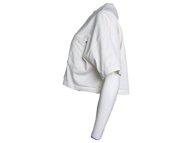 Bottega Veneta, suéter de algodón off white con cuello redondo Blanco - vista 2