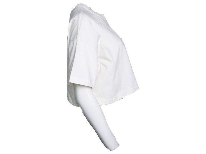 Bottega Veneta, suéter de algodón off white con cuello redondo Blanco - vista 4