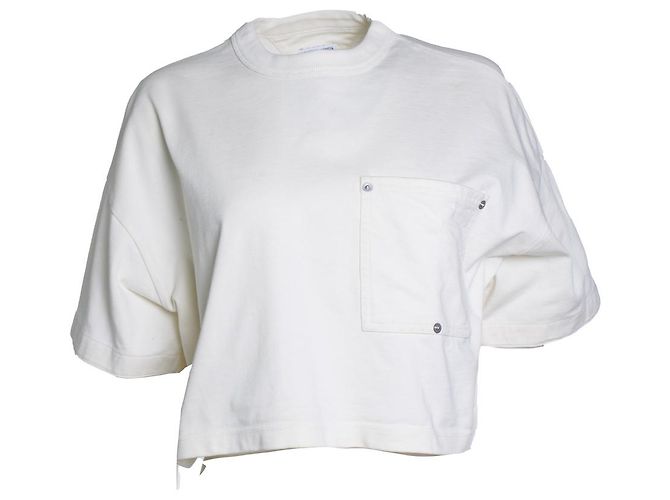 Bottega Veneta, suéter de algodón off white con cuello redondo Blanco - vista 5