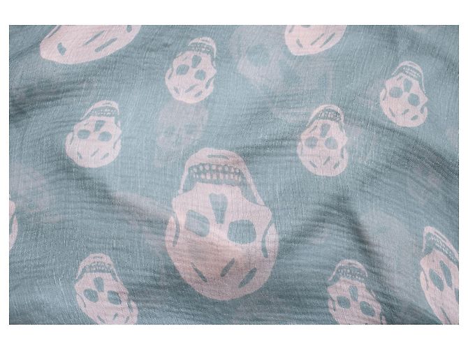 Alexander McQueen, green silk skull scarf - view 2