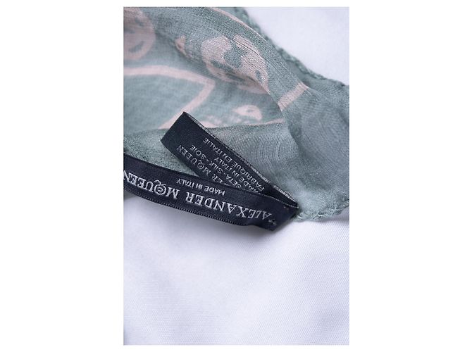 Alexander McQueen, green silk skull scarf - view 3