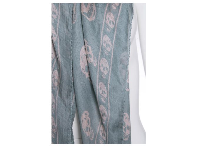Alexander McQueen, green silk skull scarf - view 4