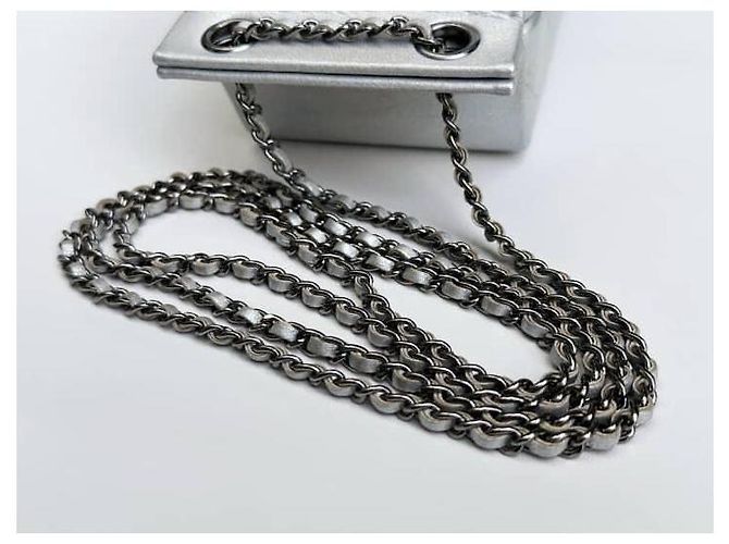 Chanel Borsa a cartone di latte Lait de Coco in pelle di capra argento iridescente Silver hardware - vista 7