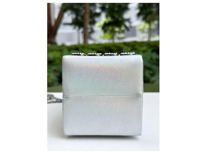 Chanel Borsa a cartone di latte Lait de Coco in pelle di capra argento iridescente Silver hardware - vista 8