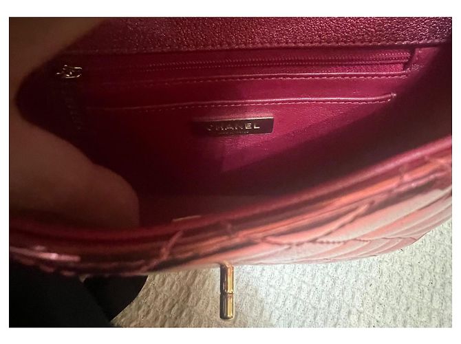Timeless Chanel Mini Flap in vitello metallico a specchio Fuschia - vista 11