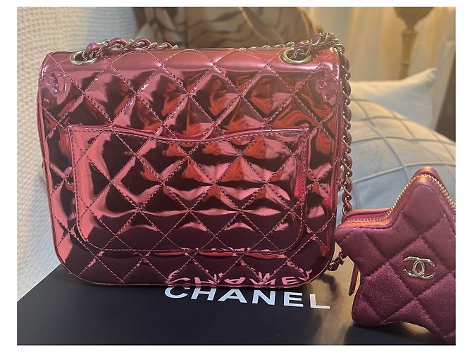 Timeless Chanel Mini Flap in vitello metallico a specchio Fuschia - vista 5