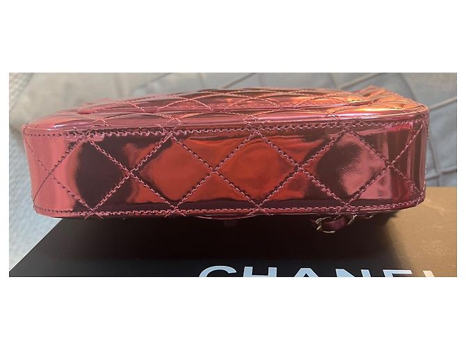 Timeless Chanel Mini Flap in vitello metallico a specchio Fuschia - vista 6