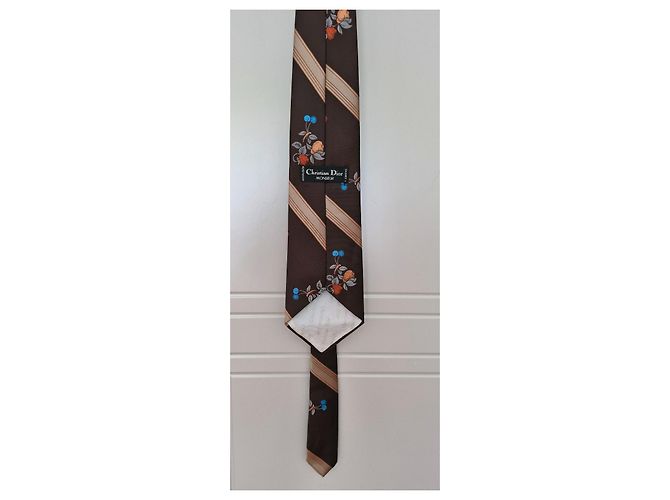 Cravatta Christian Dior Monsieur Marrone Motivi Floreali Multicolore - vista 2