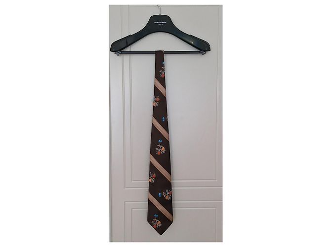 Cravatta Christian Dior Monsieur Marrone Motivi Floreali Multicolore - vista 3