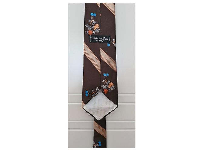 Cravatta Christian Dior Monsieur Marrone Motivi Floreali Multicolore - vista 4