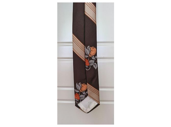 Cravatta Christian Dior Monsieur Marrone Motivi Floreali Multicolore - vista 6