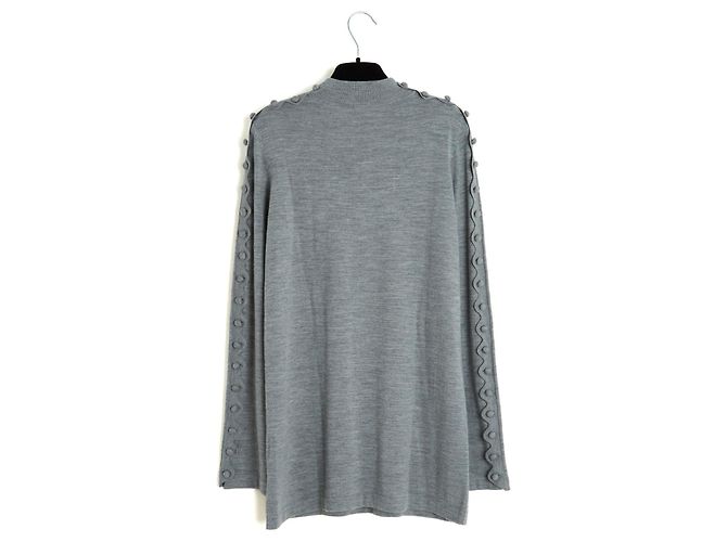 Chloé Top Pull Croquet FR38 Grey Wool Fully Buttoned Sweater UK10 US8 Chloe Gris - vue 5