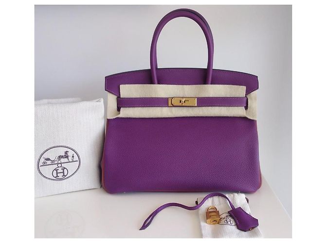 Hermès Hermes Birkin 30 Anemone Tasche Orange Lila - Ansicht 3