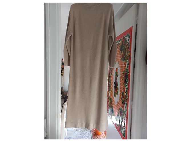 Autre Marque Mittellanges Wollkleid in Hellbraun - Ansicht 2