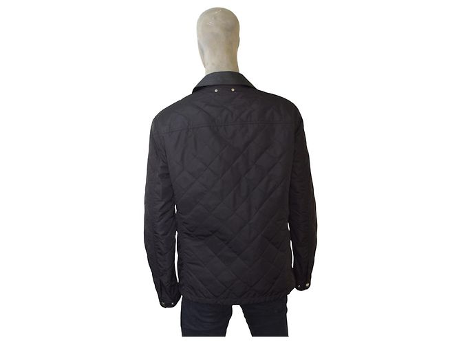 Louis Vuitton Black Quilted & Bull Leather Raincoat Jacket size 54 - view 2