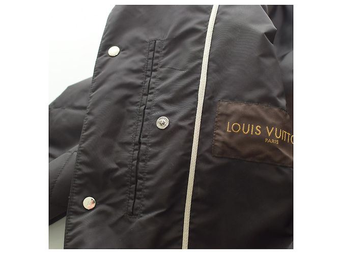 Louis Vuitton Black Quilted & Bull Leather Raincoat Jacket size 54 - view 6