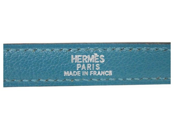 Cinghia a spalla in capra turchese Hermès Argento - vista 4