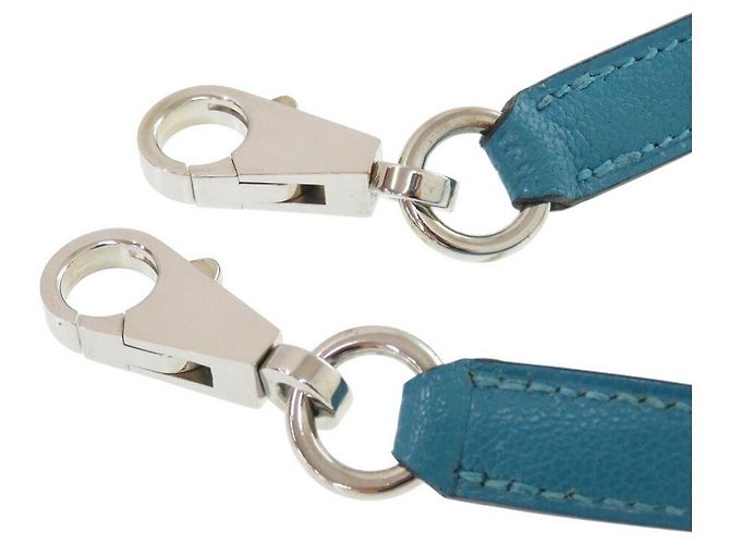 Cinghia a spalla in capra turchese Hermès Argento - vista 6