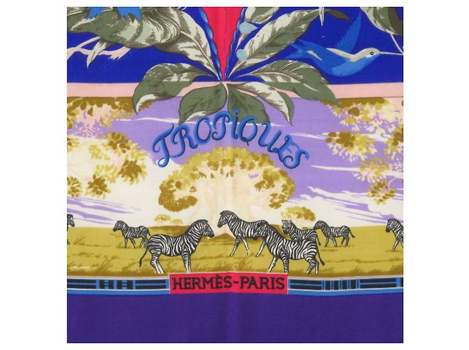 Sciarpa Hermès Carré 140 Tropic Multicolore in Cashmere e Seta - vista 4