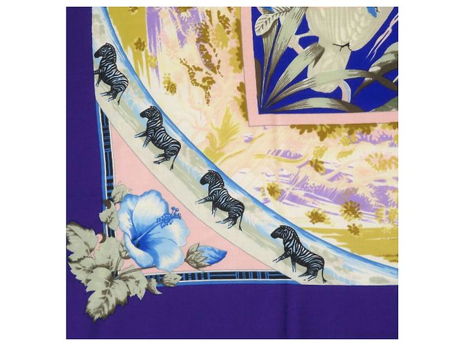 Sciarpa Hermès Carré 140 Tropic Multicolore in Cashmere e Seta - vista 5