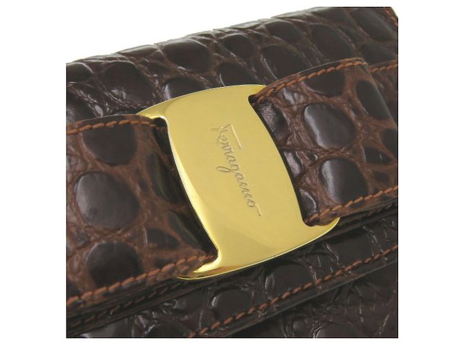 Borsa a spalla Vara Ribbon Chain di Salvatore Ferragamo Marrone - vista 7