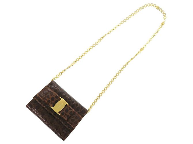 Borsa a spalla Vara Ribbon Chain di Salvatore Ferragamo Marrone - vista 8
