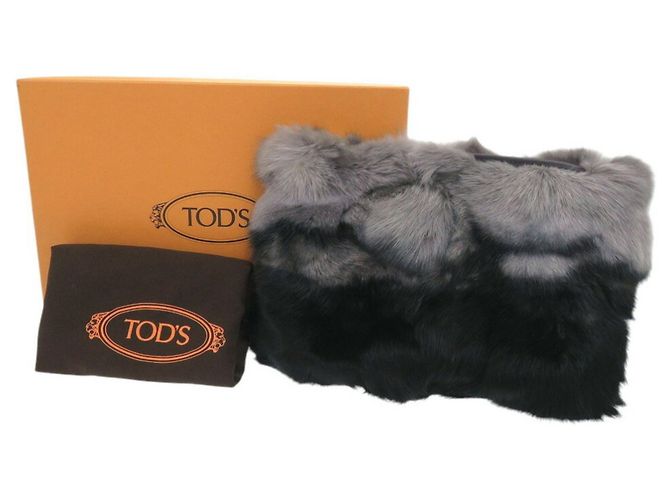 Clutch in pelliccia di volpe e pelle Tod's Marrone Nero - vista 3